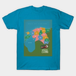 Illustrated map of Estonia T-Shirt